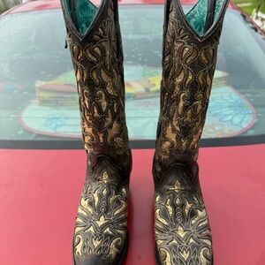 Corral Womans 7.5 M Brown and Gold Western Cowboy Boots